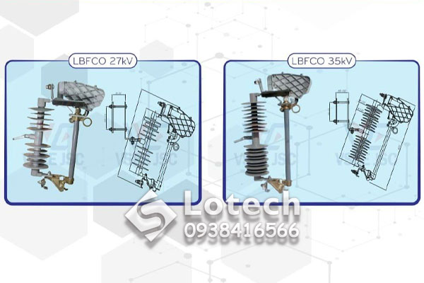Cầu chì tự rơi cắt có tải LBFCO VINASINO 27kV 35kV