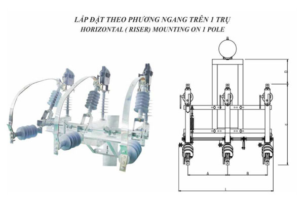 LBS Tuấn Ân lắp đặt theo phương ngang trên 1 trụ