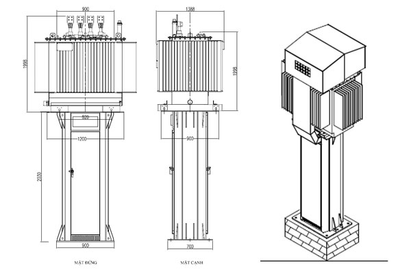 Trụ đỡ máy biến áp 750kVA
