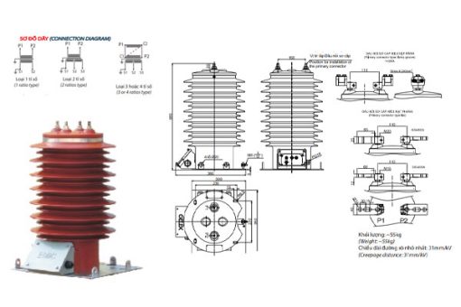 Biến dòng EMIC trung thế - TI 35kV ngoài trời 1 mạch đo lường