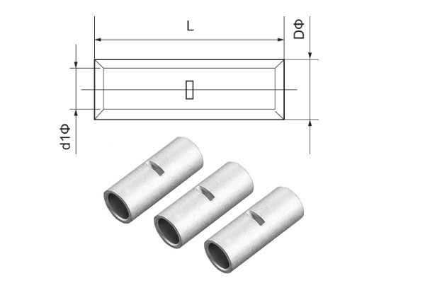 Bản vẽ cấu tạo ống nối đồng - đầu cos thẳng