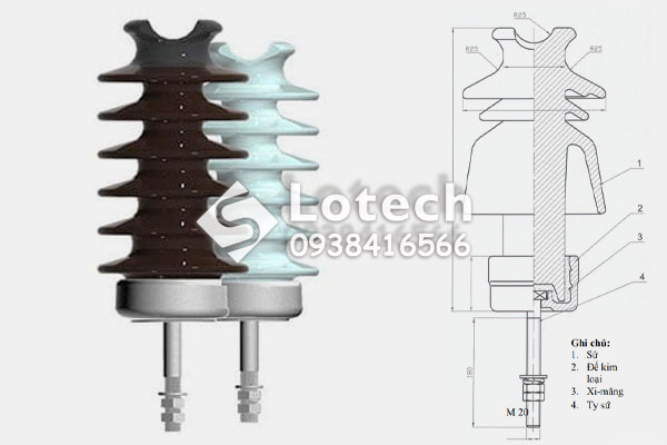 Bản vẽ cấu tạo sứ đứng pinpost ML2