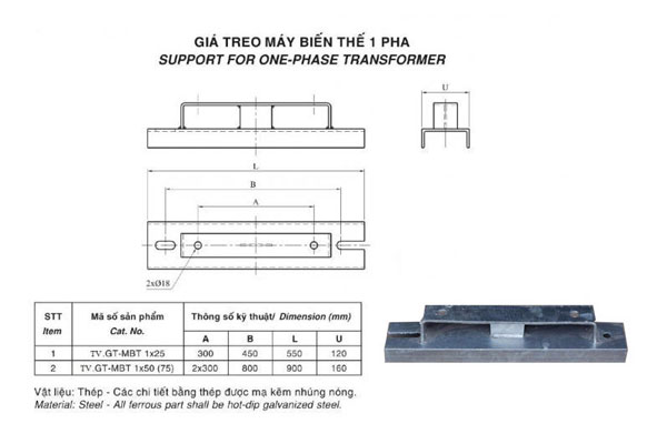 Bản vẽ giá treo máy biến áp 1 pha