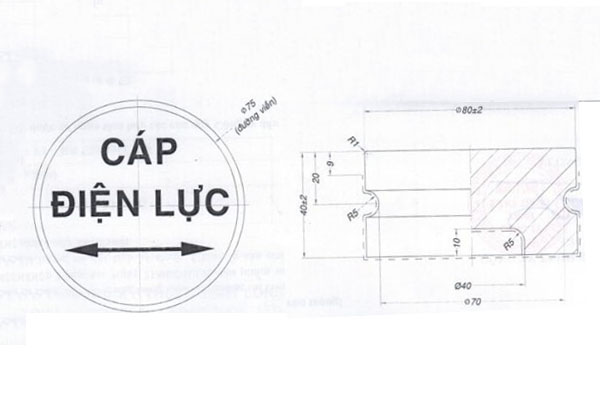 Bản vẽ mốc cảnh báo cáp ngầm điện lực bằng sứ