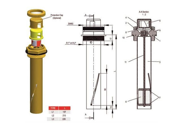 Bản vẽ phao báo dầu máy biến áp loại thân đồng