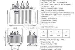 Bản vẽ và thông số máy biến áp 1250kVA THIBIDI