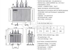 Bản vẽ và thông số máy biến áp 800kVA THIBIDI