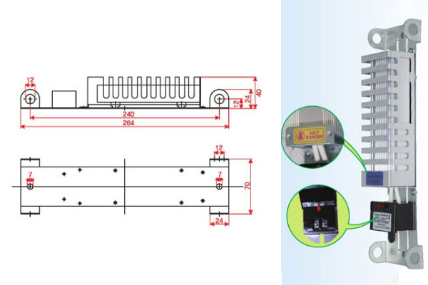 Cấu tạo điện trở sấy tủ điện 100W hãng Run Electronic