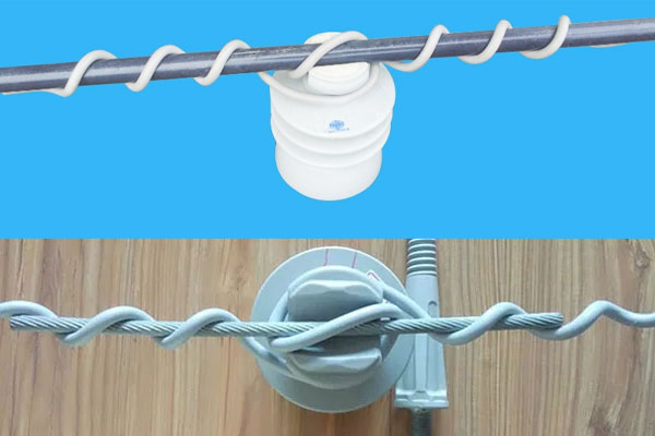Giáp buộc đầu sứ đơn dây bọc và dây trần