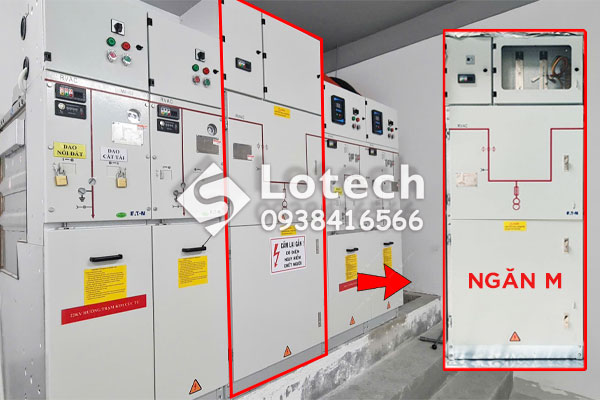 Ngăn M lắp đặt trong dãy tủ hợp bộ mạch vòng RMU EATON RVAC