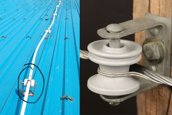 Sứ ống chỉ cách điện dây bọc và dây trần