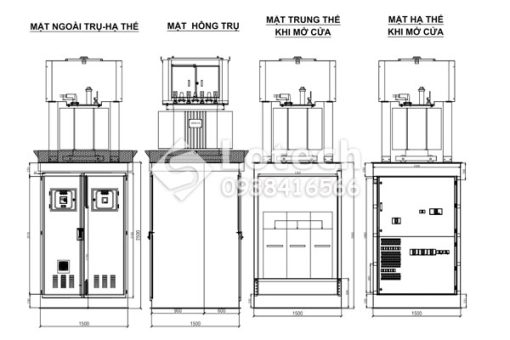 Bảng Vẽ Trạm Trụ Máy Biến Áp Tích Hợp Tủ RMU Và Ngăn Hạ Thế
