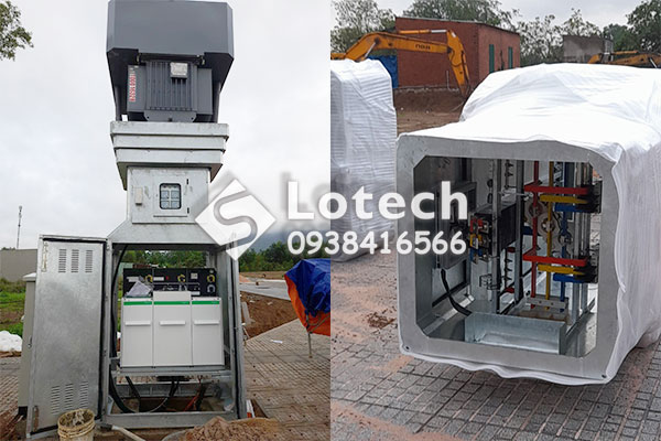 Trụ thép đơn thân đỡ MBA tích hợp tủ RMU