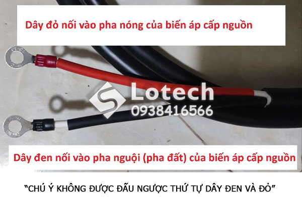 Cáp nguồn từ tủ đấu dây đấu nối với phía hạ áp của biến điện áp