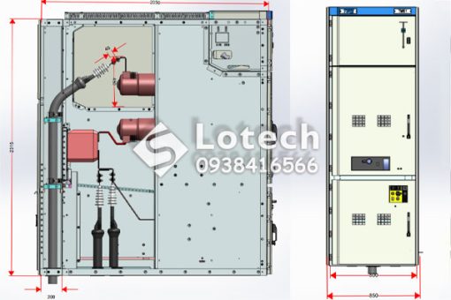 Tủ Trung Thế VCB Ngăn Máy Cắt TGE Kèm Ngăn Đấu Nối Cáp Mở Rộng