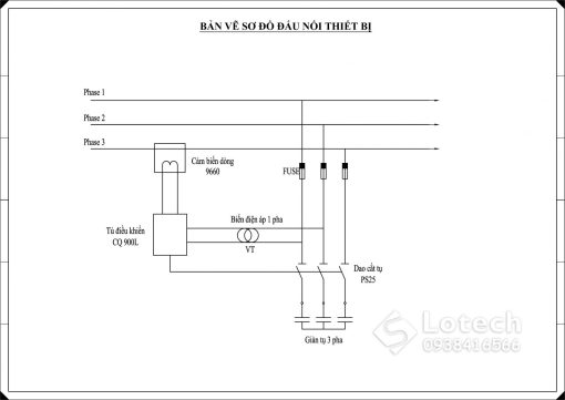Bản vẽ sơ đồ đấu nối thiết bị đóng cắt tụ bù trung thế