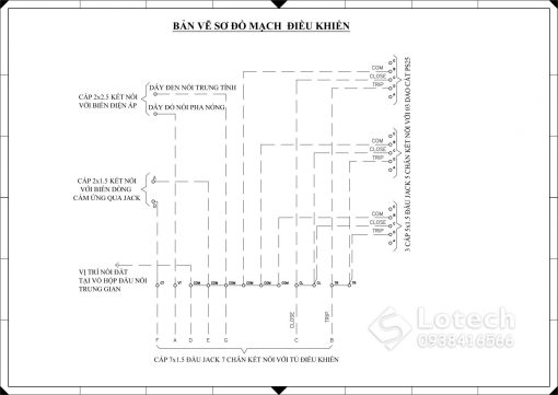 Bản vẽ sơ đồ mạch điều khiển đóng cắt tụ bù trung thế: