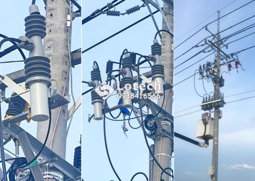 Dao cắt tụ bù trung thế PS25 ABB Hitachi lắp đặt trên cột