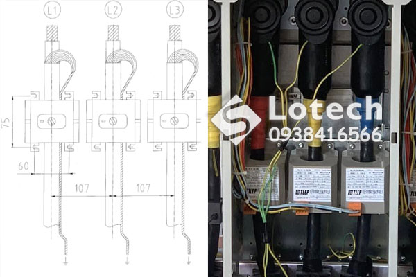 Lắp đặt đấu nối biến dòng tủ RMU ABB ngăn V