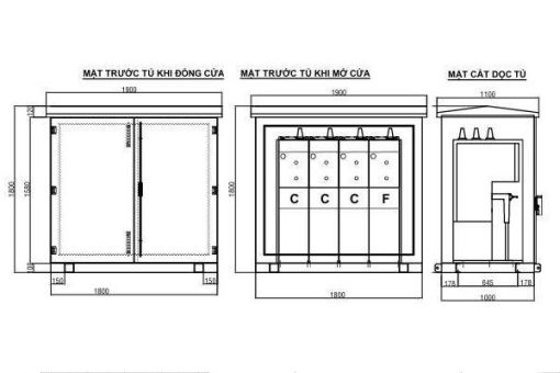 Bản vẽ cấu tạo vỏ tủ trung thế ABB CCCF