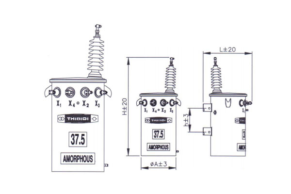 Bản vẽ máy biến áp 1 pha THIBIDI Amorphous 37.5kVA