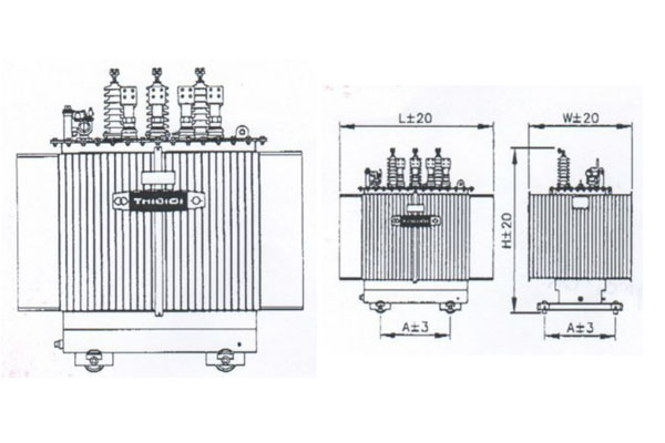Bản vẽ máy biến áp 3 pha THIBIDI