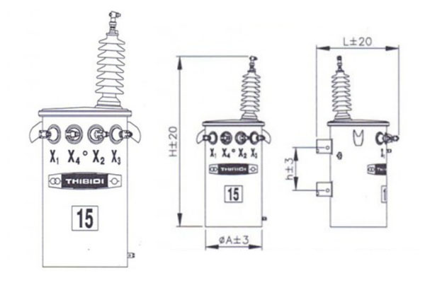 Bản vẽ máy biến áp THIBIDI 1 pha 15kVA