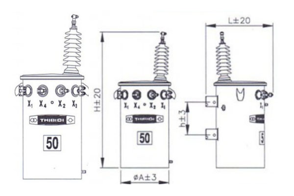 Bản vẽ máy biến áp dầu THIBIDI 1 pha 50kva
