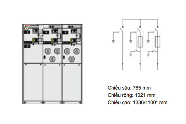 Kích thước tủ trung thế RMU ABB CFF