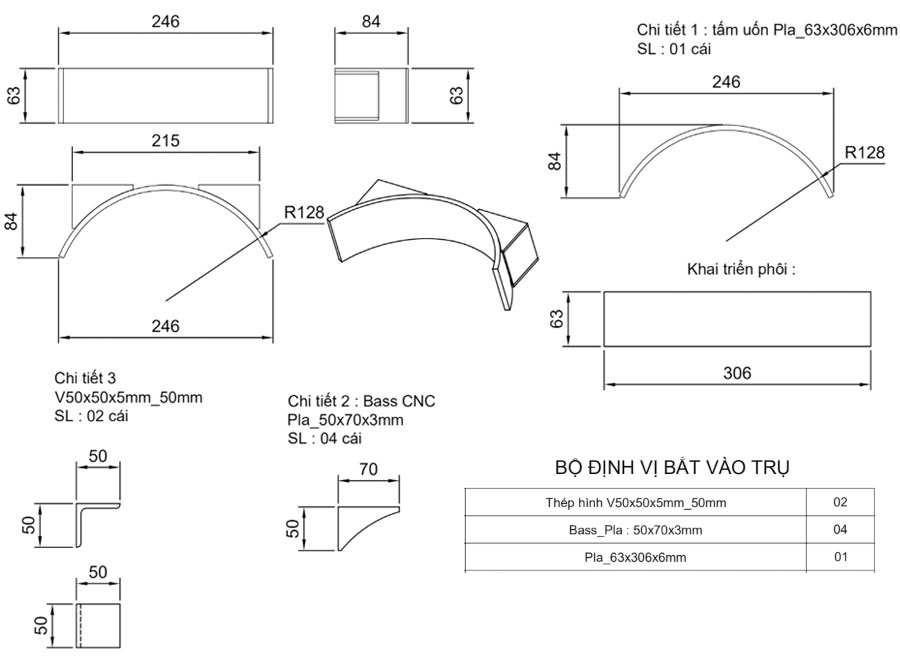 Bộ định vị xà đỡ dao cắt tụ bắt vào trụ BTLT