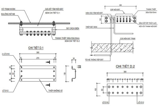 Chi tiết lắp đặt bản cực nối đất trạm kios