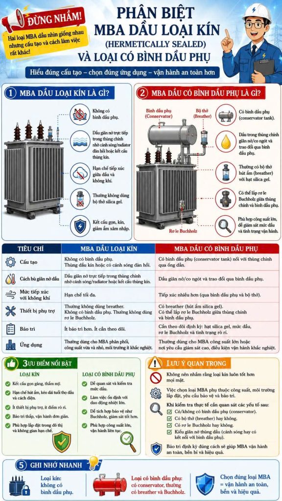 Phân biệt máy biến áp dầu