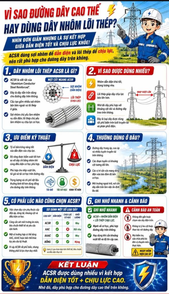 Ứng dụng dây nhôm lõi thép đường dây cao thế