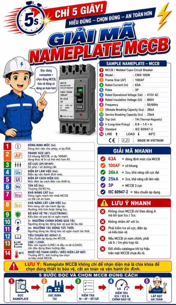 Cách đọc nhãn mác MCCB - hiểu rõ - chọn đúng - sử dụng an toàn